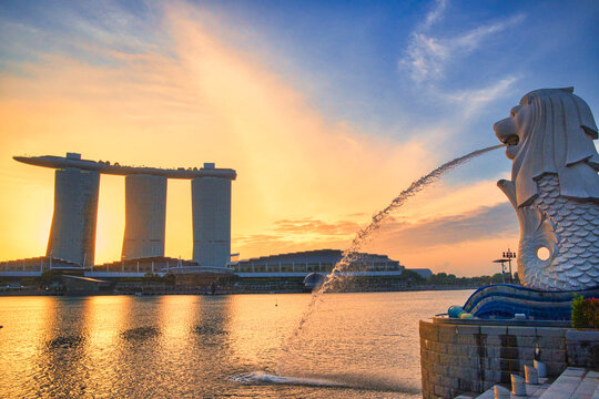 シンガポールの美しい夕景