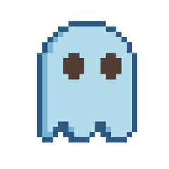 Obraz premium Pixel Art Blue Ghost