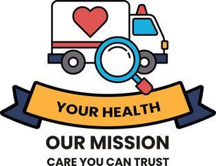 A black and white image of a truck with a heart on it and a magnifying glass