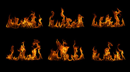 
 Black background fire, flames with torches and textures with splitting power effect, can grill red, burning with burning smoke and sparks in barbecue grill fire
