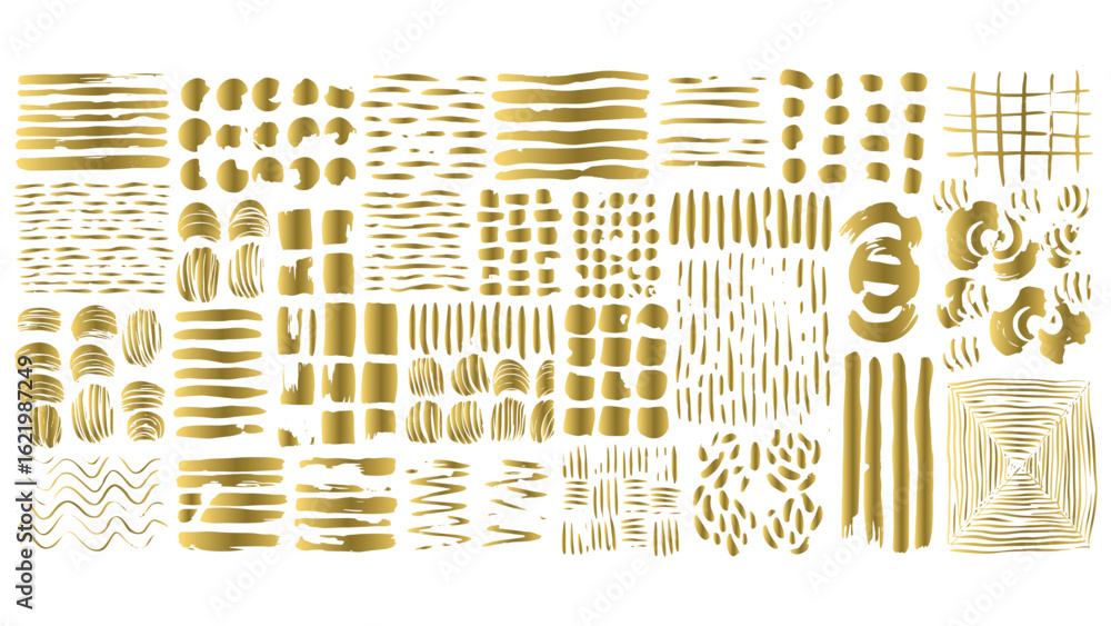 Poster abstract golden brush strokes vector collection for artistic design elements and backgrounds