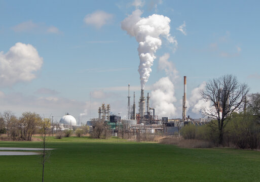 Toledo, Ohio USA on April 21, 2019. View of PBF Energy, an independent petroleum refinery. Toledo refining company.