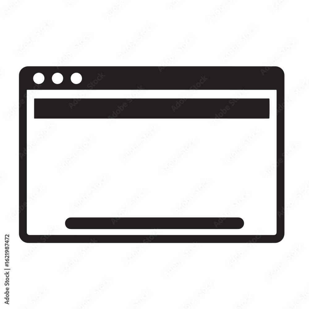 Poster clean monochrome interface icon representing a browser window or application display
