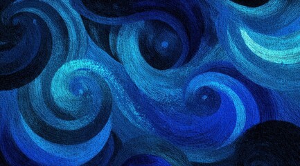 Abstract swirling blue art, textured background, design element