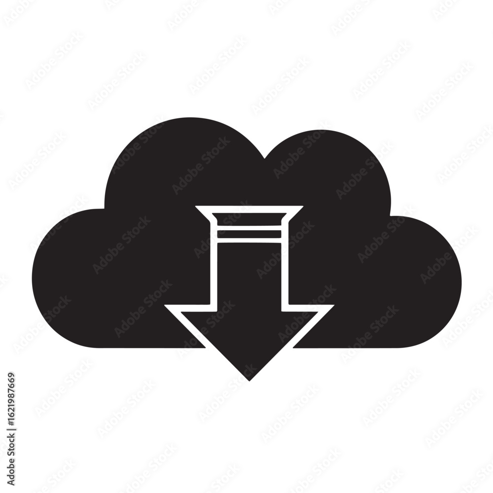 Aufkleber cloud storage download icon representing data upload and technological digital connection