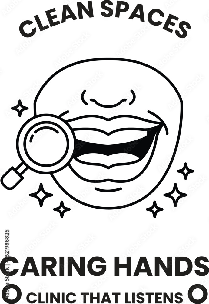 Poster A smiling face with a magnifying glass in front of it