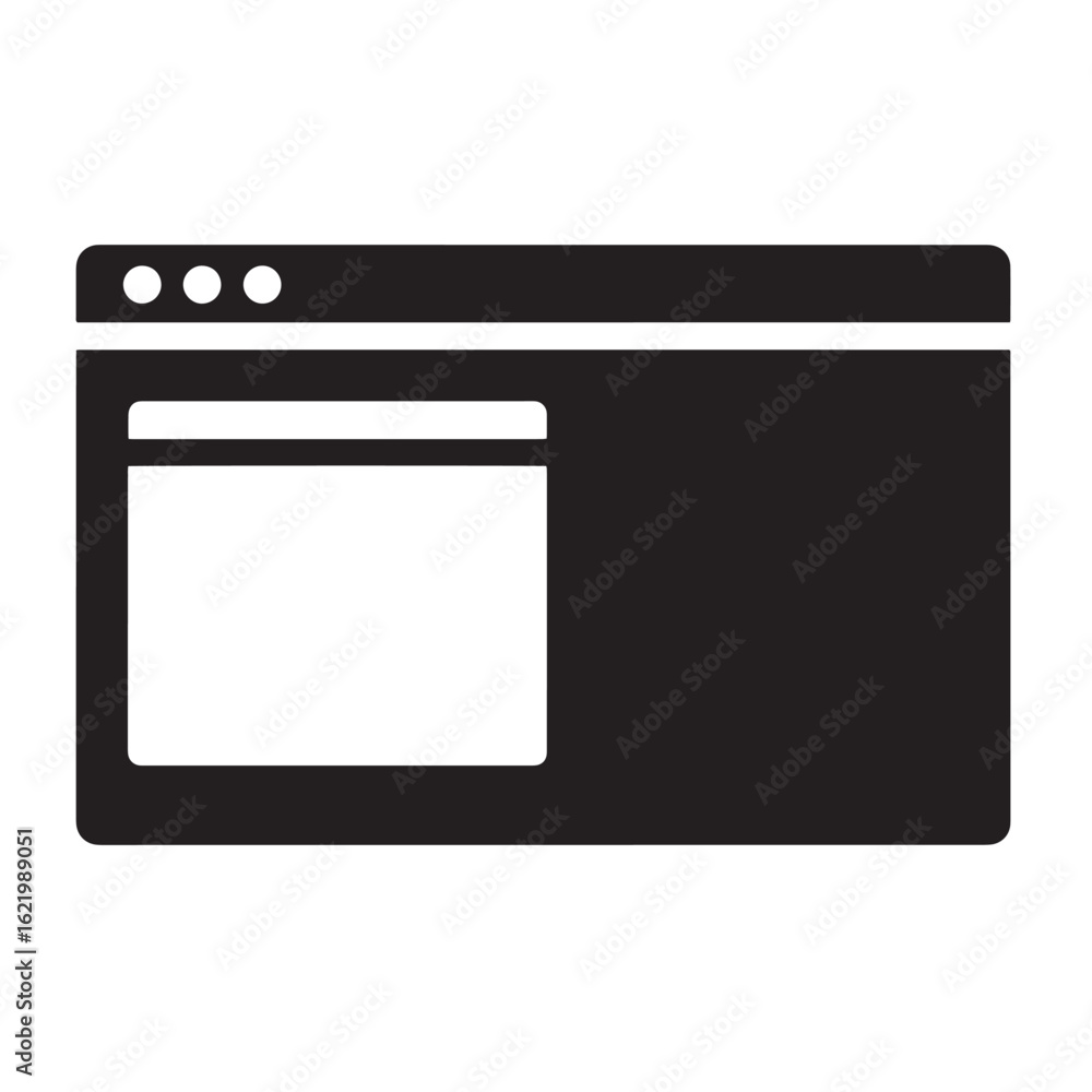 Poster minimalist black and white web browser window icon for modern digital design concepts