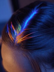 High-frequency Comb Creating Vibrant Neon Tones on a Hairline in a Clean Right Layout During a Creative Hair Styling Session