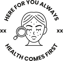 A woman's face with a magnifying glass on it