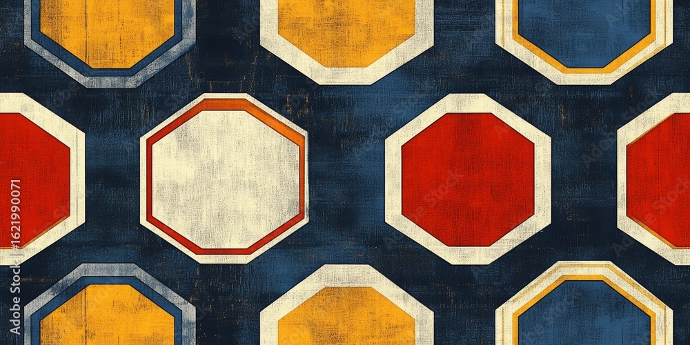 Aufkleber a retro geometric seamless pattern of colored octagons with a textured finish. this image is great f