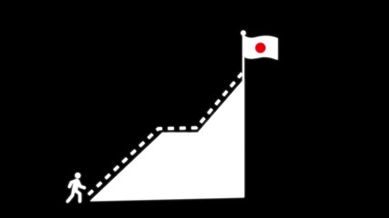 Person climbing stairs towards Japan flag on mountain peak success achievement goal reaching - Powered by Adobe
