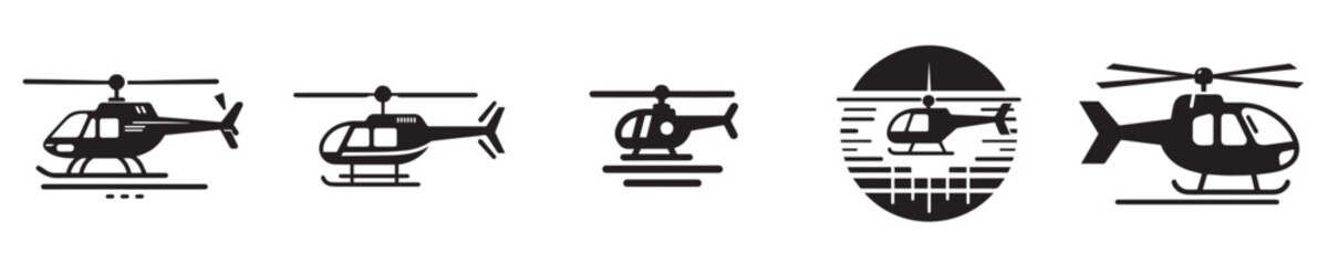 vector set of helicopter silhouettes
