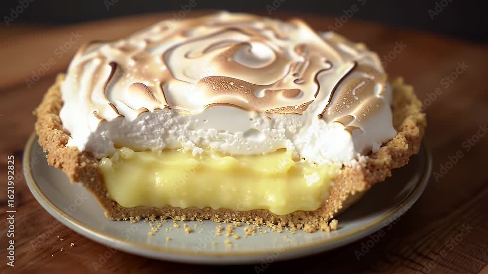 Aufkleber delicious lemon icebox pie on a plate with toasted meringue and golden crust displayed on rustic woo