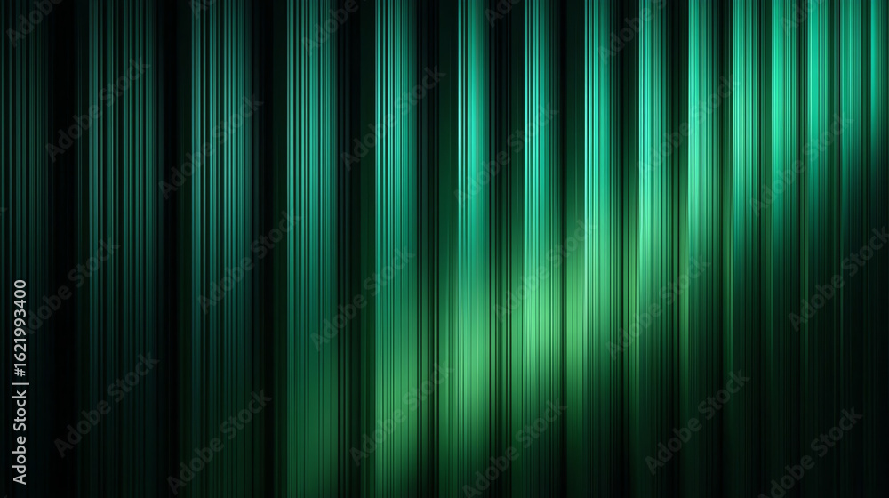 Poster abstract vertical lines in shades of green and black create a sleek, modern, and futuristic digital 