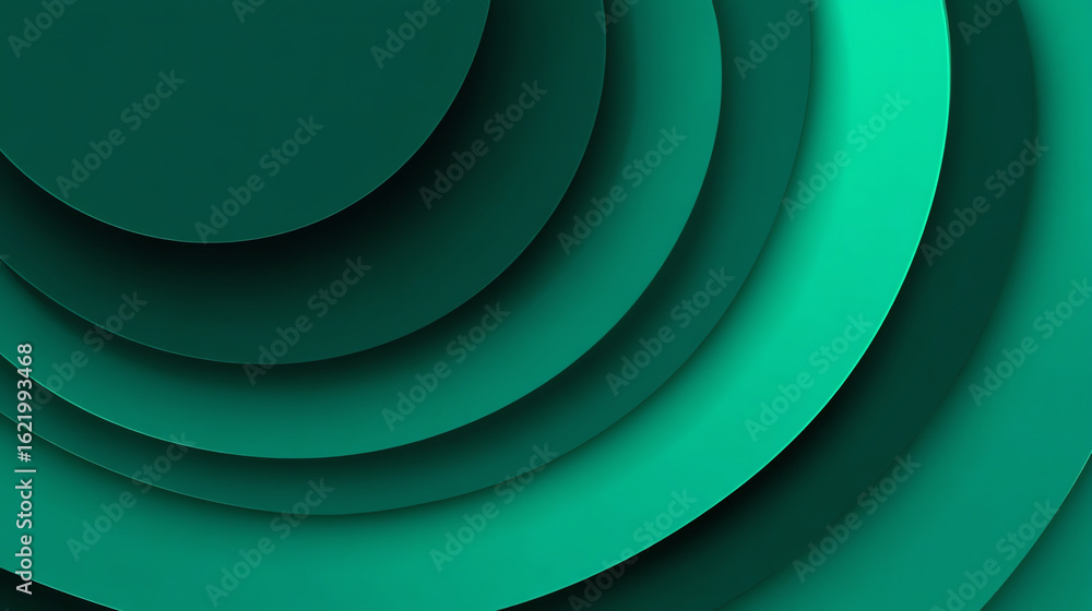 Poster abstract layered circles in shades of teal and green create a smooth, modern 3d effect with concentr