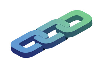 3D Blockchain Illustration isolated on white background, key to success, network concept