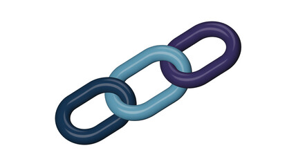 3D Blockchain Illustration isolated on white background, key to success, network concept