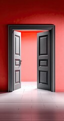 Open Doorway in Red Room
