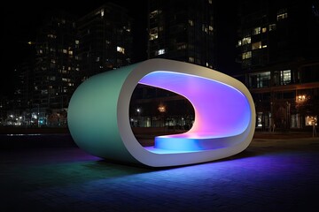 Modern Pod with Color Lighting at Night