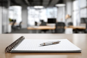 Notebook on Desk in Office Space