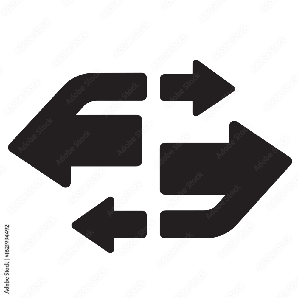 Poster abstract illustration of arrow icons indicating direction switching and data transfer possibilities