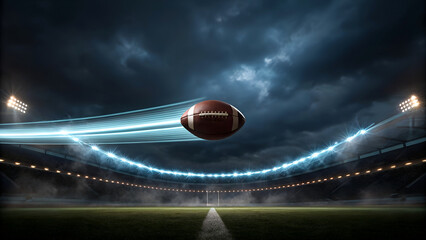 Futuristic Football Stadium with Dynamic Light Trails