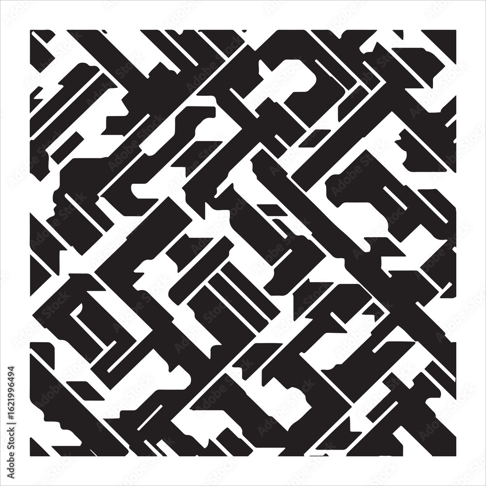 Aufkleber abstract geometric pattern of intersecting black and white shapes