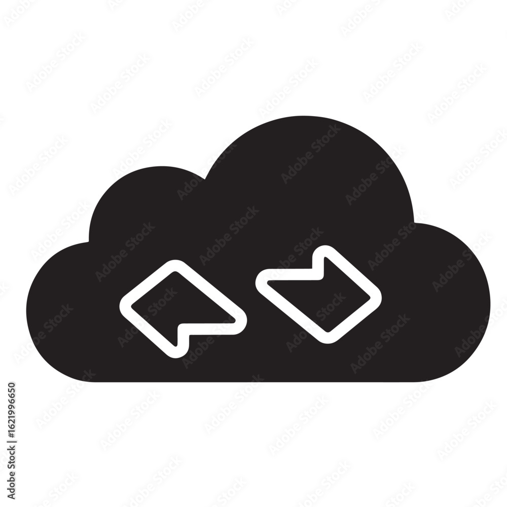 Poster cloud computing icon illustrating data transfer and storage using arrows symbolism