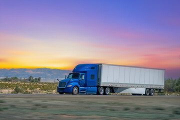 Semi Truck on Highway, Trucking, transpiration concept,	USA