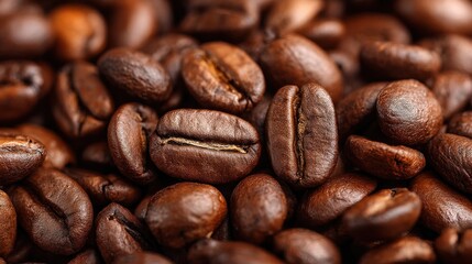 Fototapeta premium Close-up view of roasted coffee beans