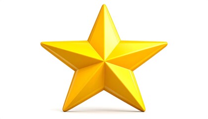 A single shiny golden star isolated on a white background, representing success, achievement, and top quality rating.