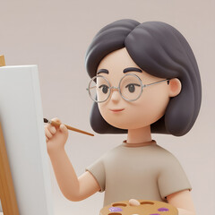 그림 그리는 여성 일러스트 : Woman Drawing Illustration 