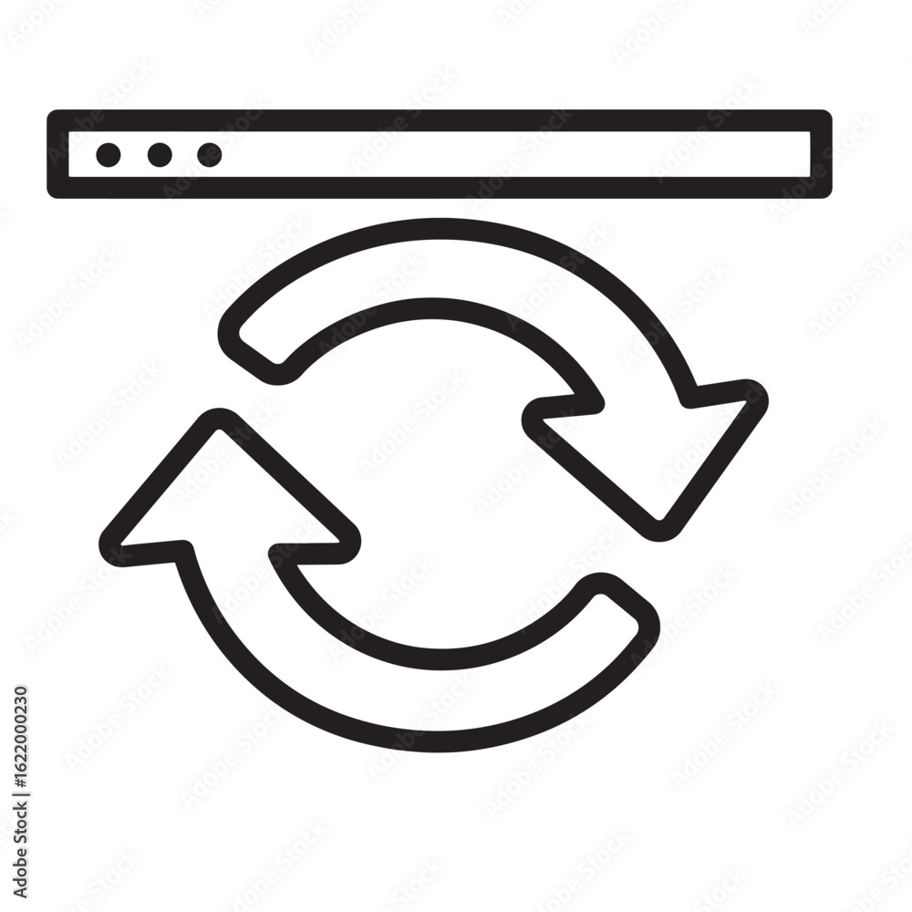 Poster web refresh icon representing updating reloading processing and circular data transfer