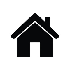 Simple Black and White House Icon Representing Home or Real Estate in Minimalist Design for Interface or Application Use
