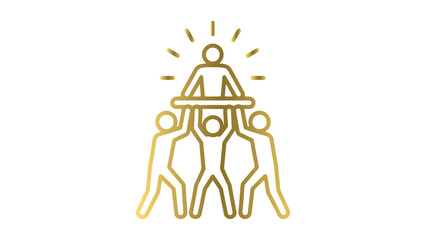 Golden Teamwork Icon on Transparent Backdrop Symbolizing Support and Leadership Success
