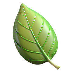 3D Realistic Tree Leaf Illustration with Transparent Background – Front View – High Detail Nature PNG