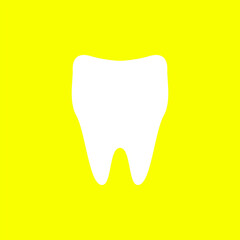 Simple Tooth Vector on Yellow Background