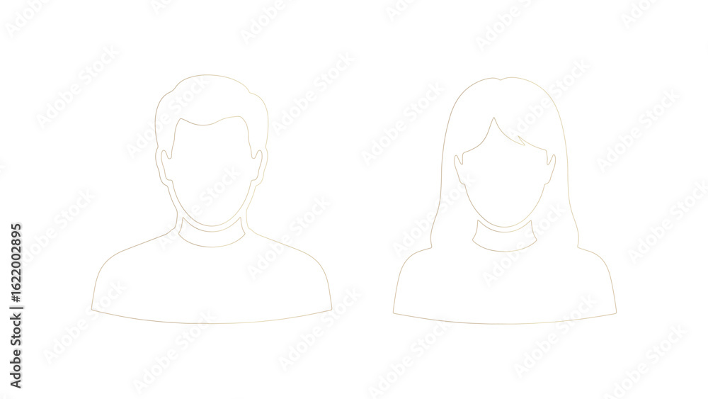 Poster abstract golden profile outlines on transparent background for modern design elements