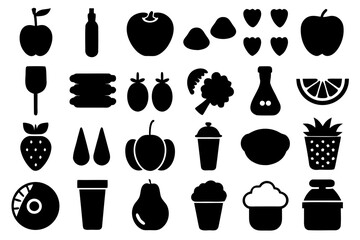 Vector art of silhouette of fruits and vegetables set