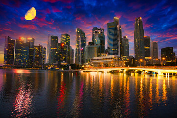 シンガポールの美しい夜景の風景