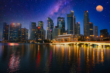 シンガポールの美しい夜景の風景