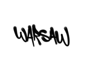 Fototapeta premium textured sprayed graffiti tagging letters WARSAW city name isolated in black
