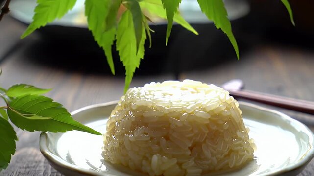 Delicious Suman Dessert on White Plate Close Up Displaying Filipino Cuisine Made of Glutinous Rice and Steamed to Perfection Perfect for Bakery Promotions and Festive Cultural Celebrations