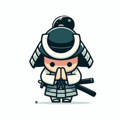 Samurai bowing with sword in belt