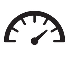 Vector illustration of a black speedometer gauge isolated on a white background simple design