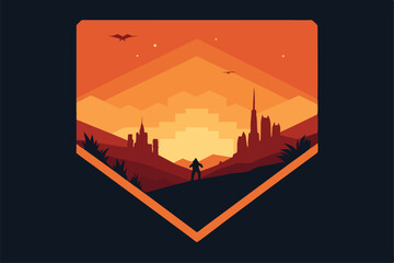 vector illustration of a sunset