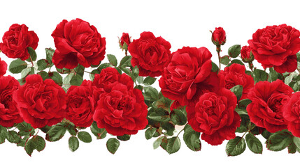  Seamless Border with Flowers – Red Roses Isolated