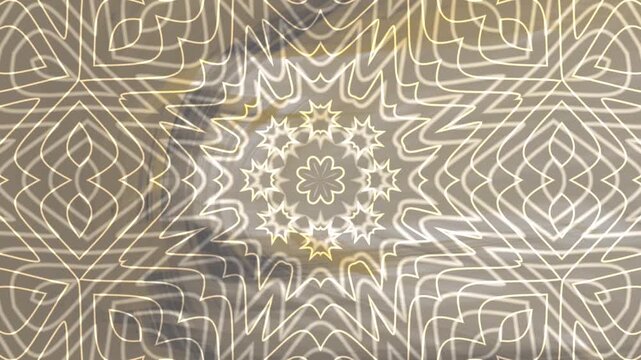 Soft Grey Layers Elegant floral kaleidoscope pattern animation with intricate geometric shapes and subtle motion, perfect for backgrounds