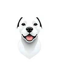 Minimalist white dog face vector illustration with transparan background