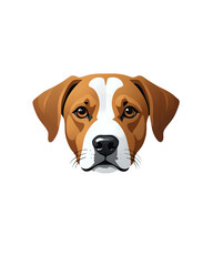 Realistic portrait of alert dog with expressive eyes and transparan background